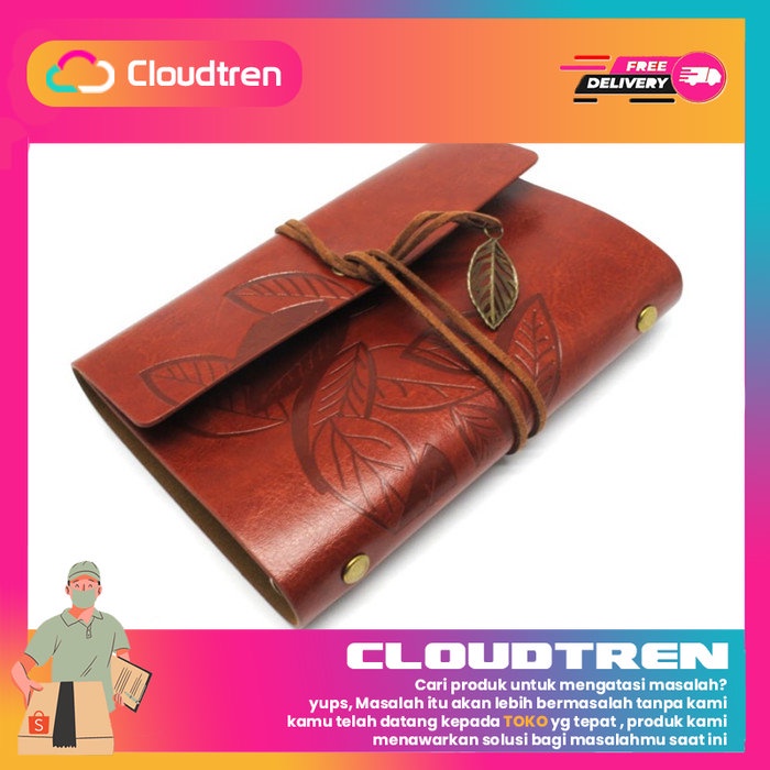 

Buku Catatan Binder Kulit Retro Leaf Kertas A5 - Cokelat