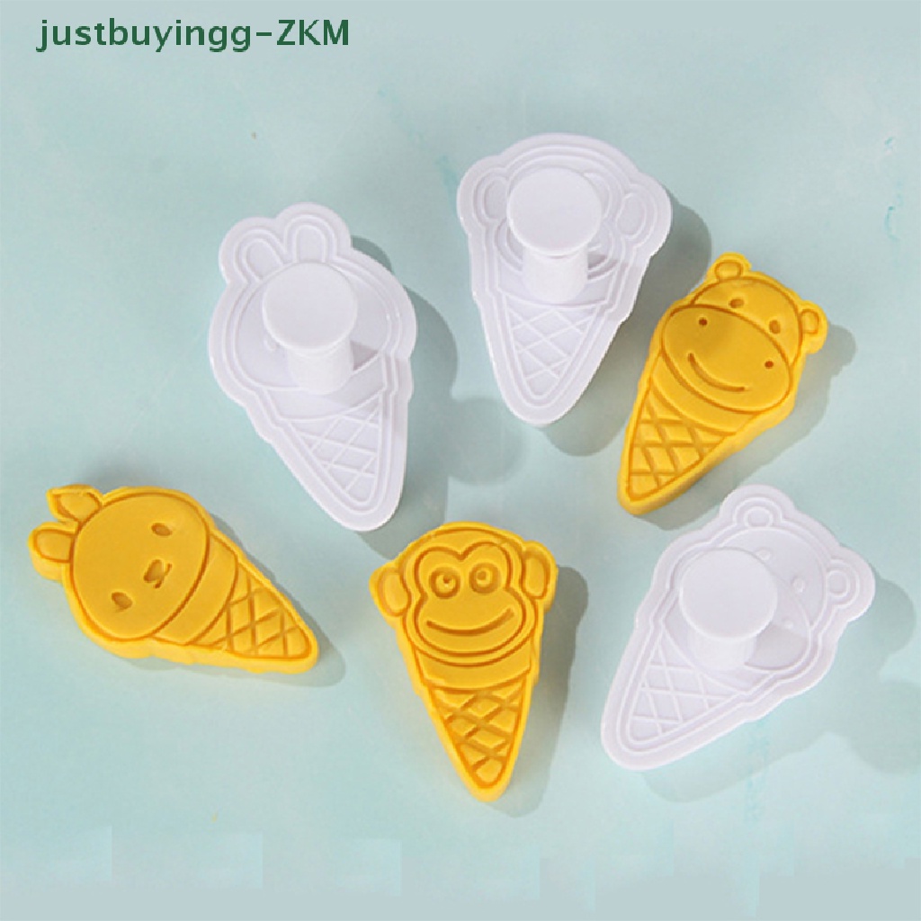 [justbuyingg] 3pcs/set Cetakan Ice Cream Animal Cookie Cutter Fondant Kue Decorag Tools [RICO]