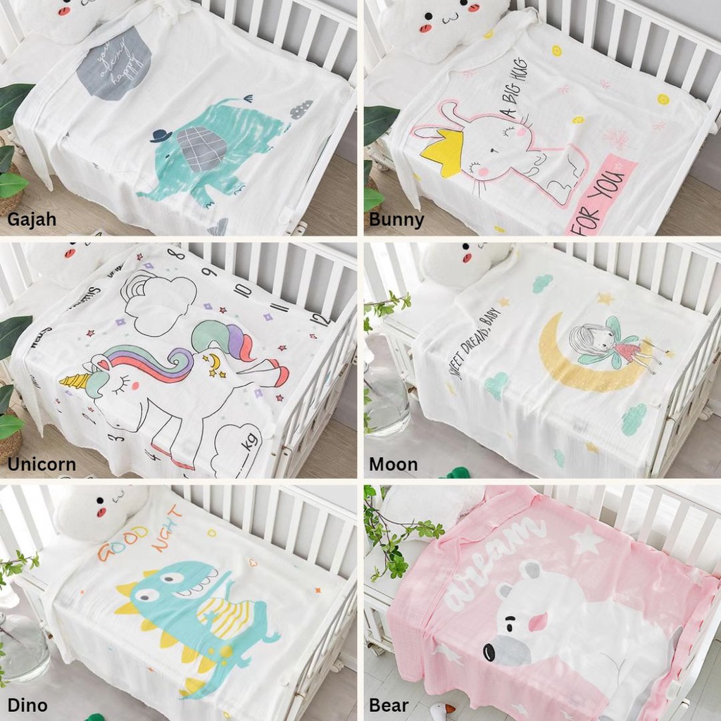 Muslin Swaddle Organic / Swaddle Bamboo / Bedong Bamboo /Selimut Bayi / TL