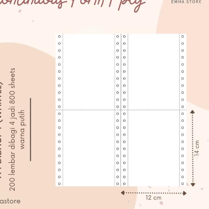 

정 Kertas Continuous Form Struk PPOB PLN A4 Dibagi 4 Wartel 1 Ply 200 Lembar Promo