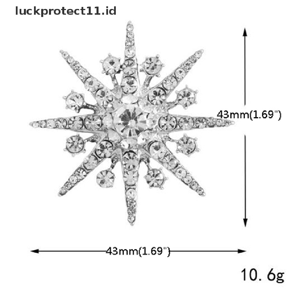 /Fashion Hot// Fashion// Pernikahan Perak Snowflake Diamante Bros Berlian Imitasi Kristal Bros Pin Xmas Hadiah  .