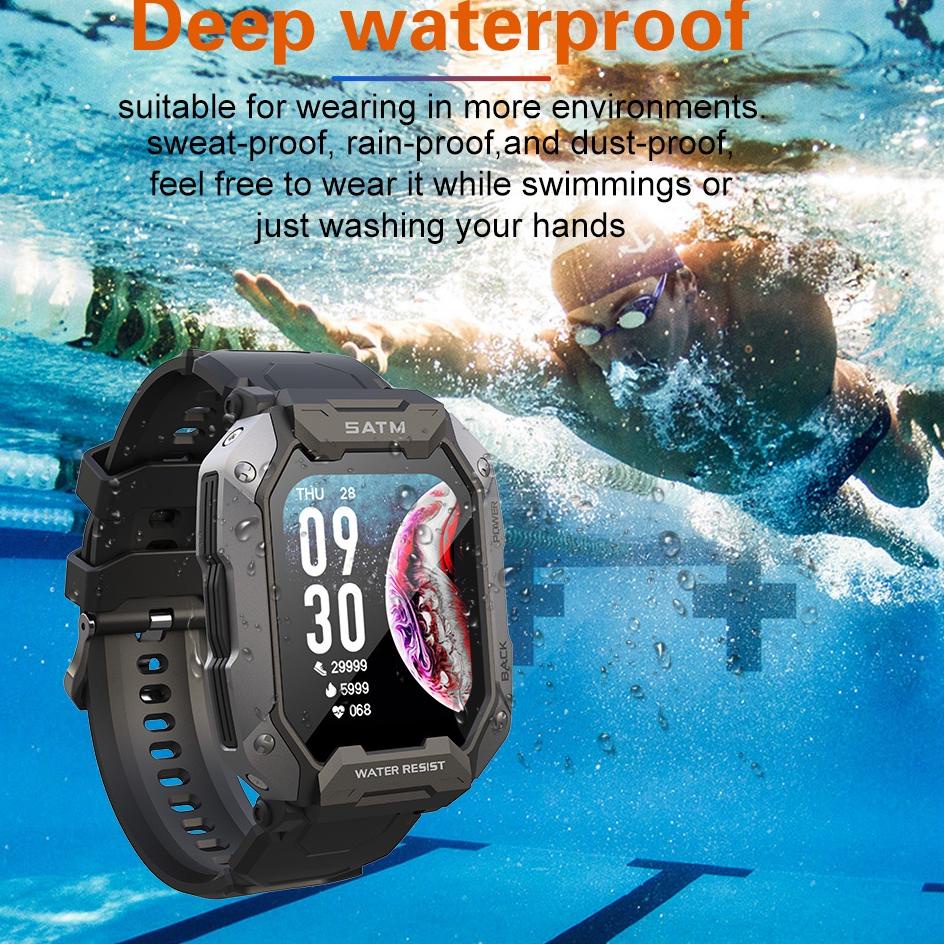 New Stock 【✨LOKAL 2022 NEW 】Jam Tangan  5ATM Jam Pintar Pria Waterproof Sport Blood Smart Watch Men 