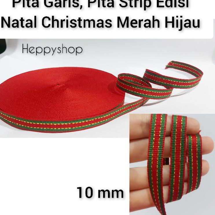 

Grosir Merakyat Pita Kado Natal Merah Hijau Gold (Per Roll) Christmas Ribbon