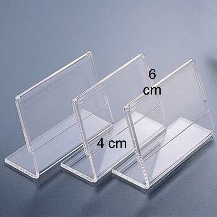 

Name/price tag/Label Display/stand Acrylic/akrilik model L. 4x6 cm