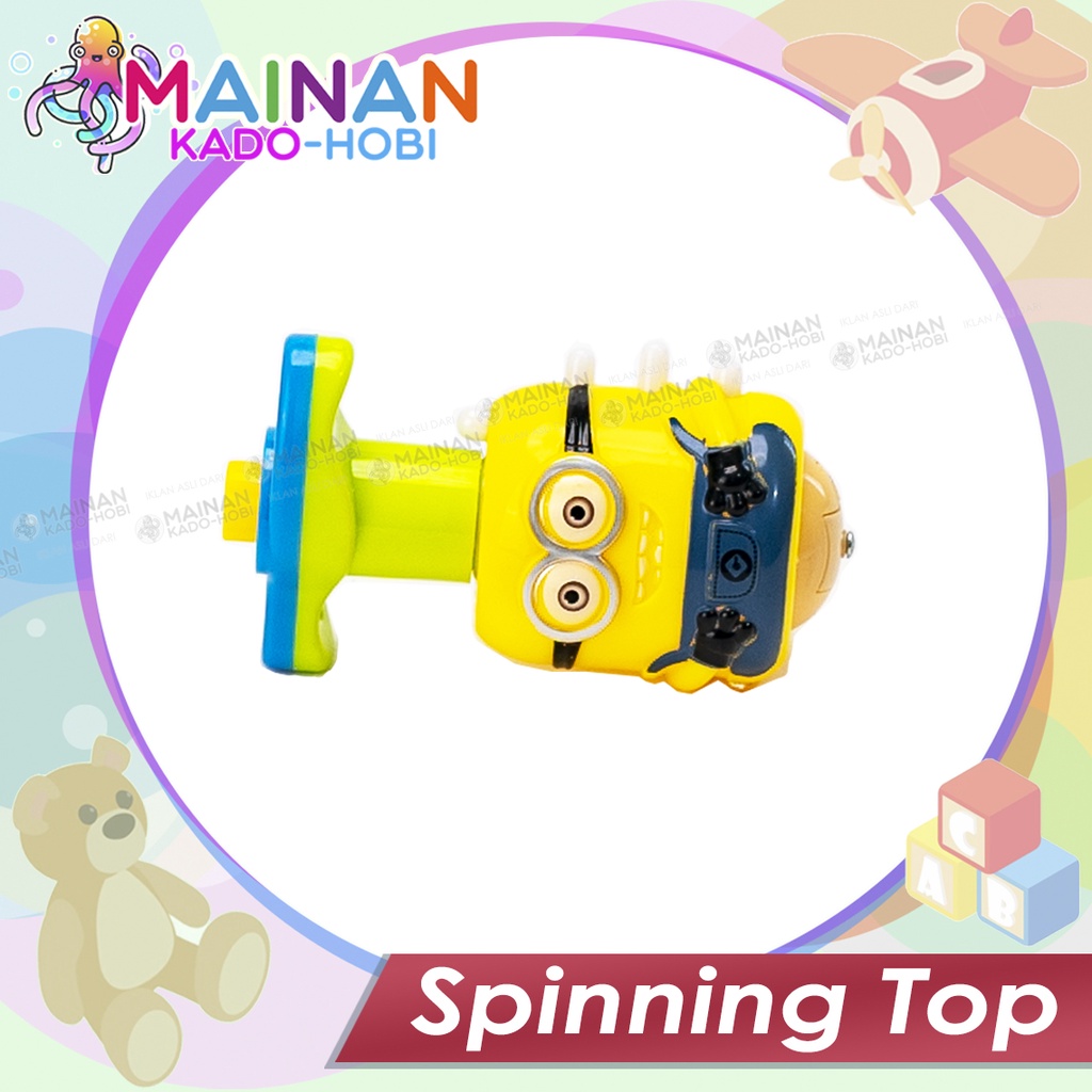 MAINAN ANAK KLASIK SPINNING TOP GANGSING LAMPU LED PUTAR MINION