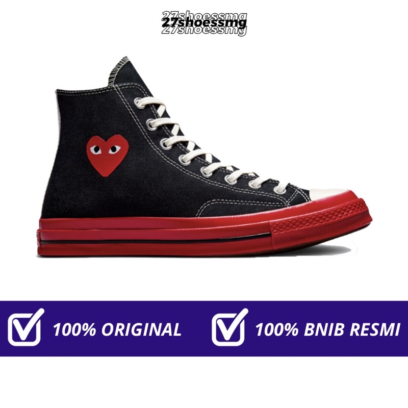 Converse 70s x Cdg Black Red Sole 100% Original Resmi