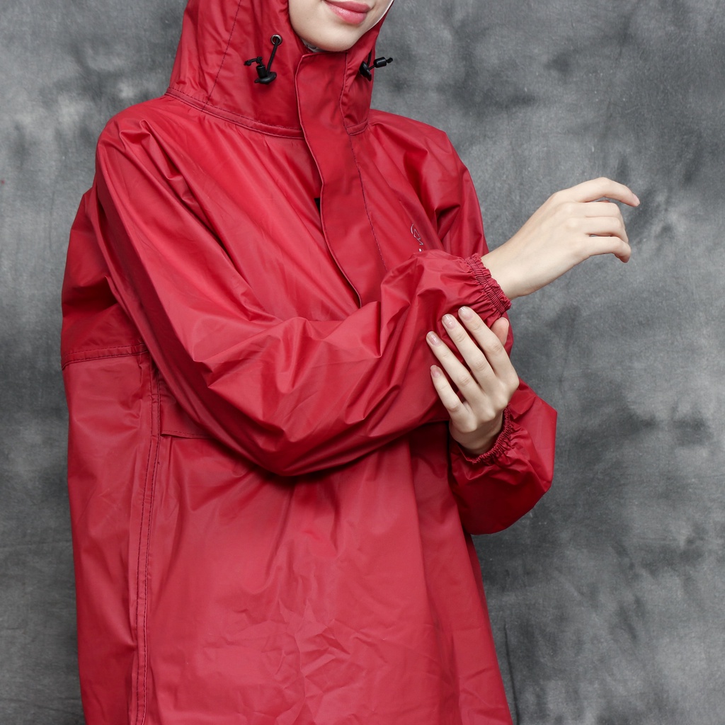 HOODJAS KANGAROO RAINCOAT Jas Hujan Kangguru Anti Bocor Jas Hujan Saku Kangguru Pria Wanita Dewasa Anti Air Bahan PVC nylon Waterproof MERAH