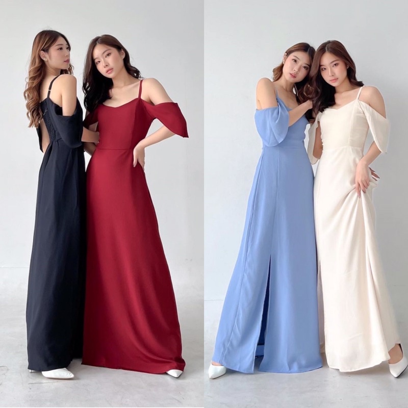 BROOKLYN BRIDESMAID DRESS SEXY KOREA WITH FURING - PROM NIGHT GOWN - pMAXI DRESS KONDANGAN - DRESS PESTA SEXY MEWAH - WEDDING DRESS - DRESS PAGER AYU - HADIAH / KADO ULTAH CEWEK