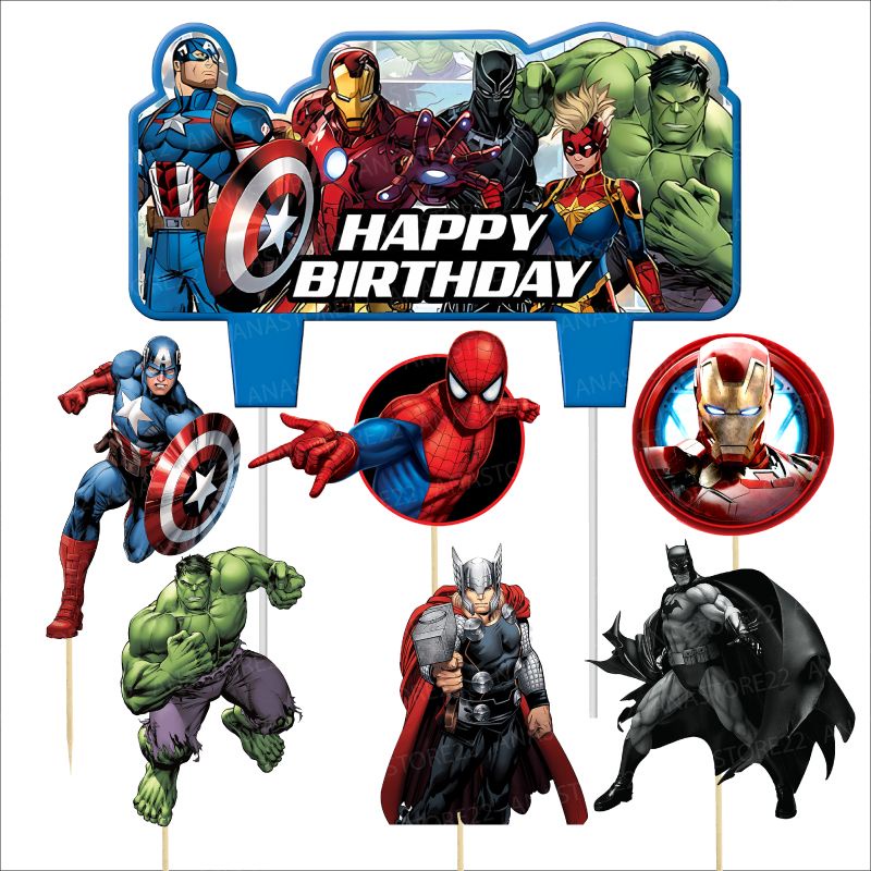 

Cake Topper Karakter Avenger Happy Birthday Hiasan dekorasi kue ulang tahun