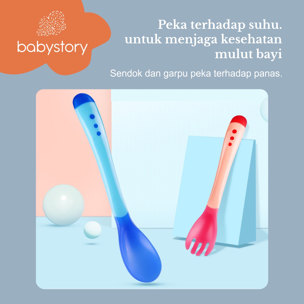 sendok garpu makan bayi silikon sensor suhu panas sendok garpu silicon makan bayi