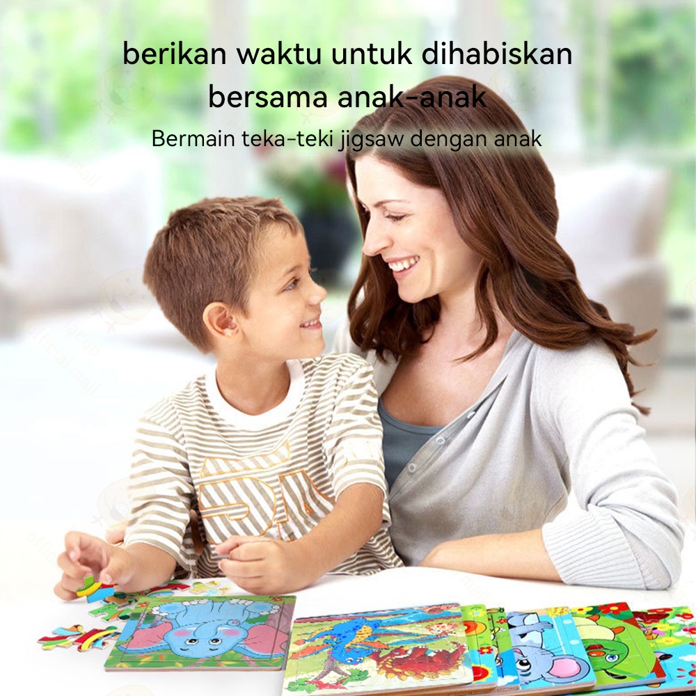 Poney Puzzle kayu anak kartun Wooden toys Puzzel kayu mainan edukasi