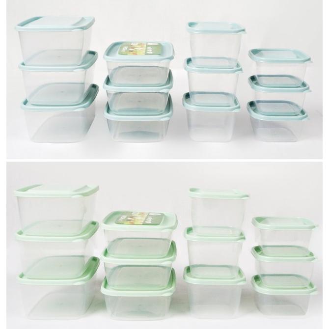 Green Leaf Fresh Set Food Container Kotak Makan Set isi 12 pcs