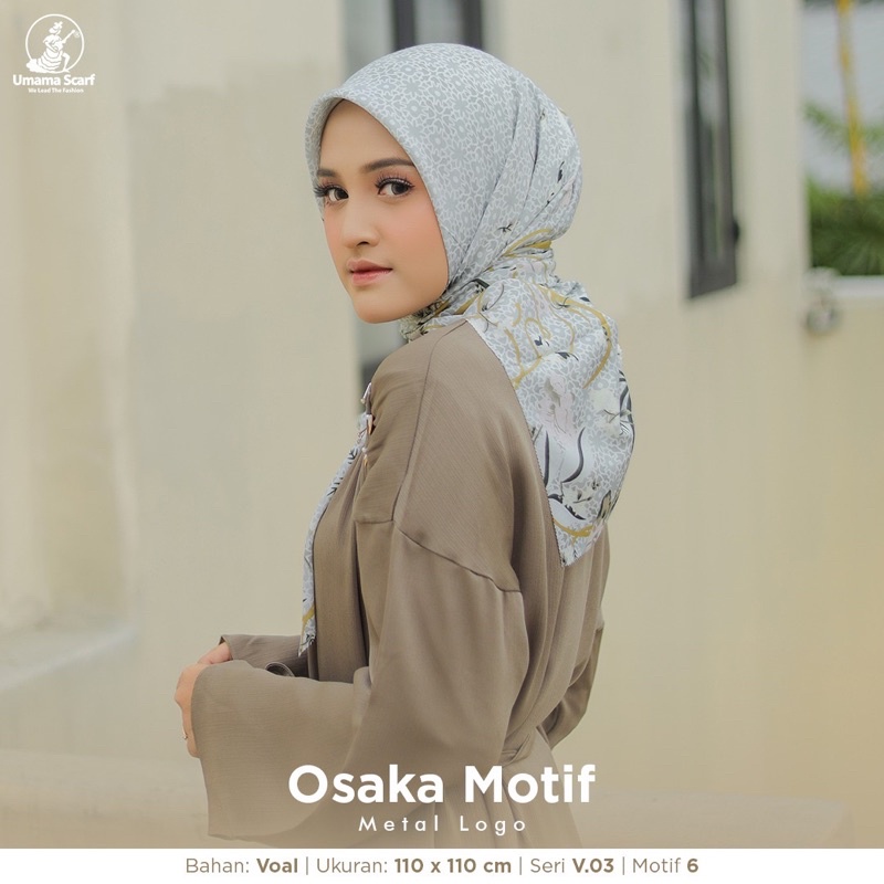 (V.03) PART 2 HIJAB SEGIEMPAT OSAKA MOTIF LC ICON METAL LOGO UMAMA SCARF