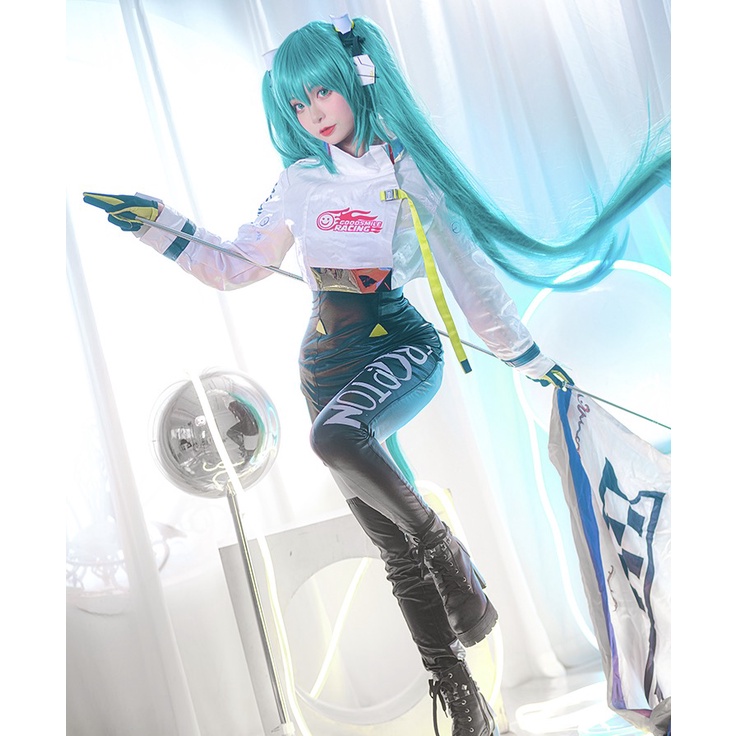 VOCALOID 2022 Racing MIKU Cosplay Costume VOCALOID Cos GT Project Cosplay Racing Suits Miku Costume with Cosplay Wig