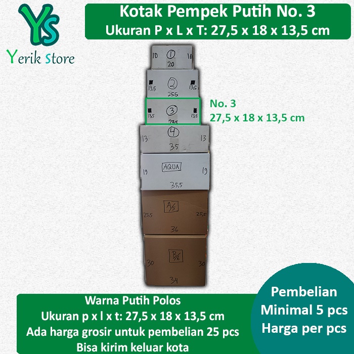 

Kotak Kardus Karton Packing Pempek Putih No. 3 GROSIR