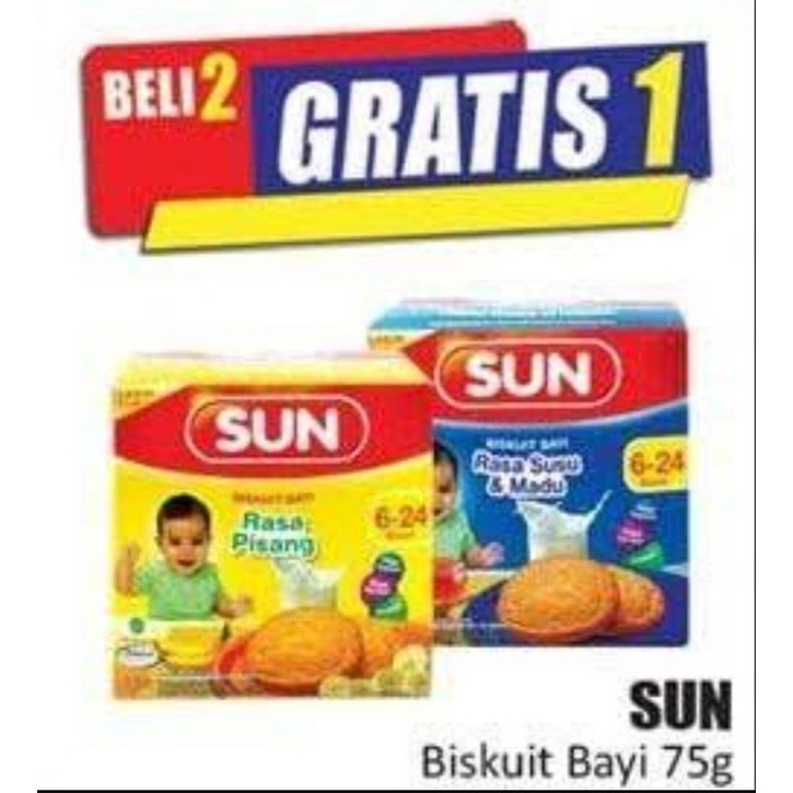 (((PROMO))) 2+1 SUN biskuit rusk bayi 75gr pisang dan susu snack sehat healthy baby