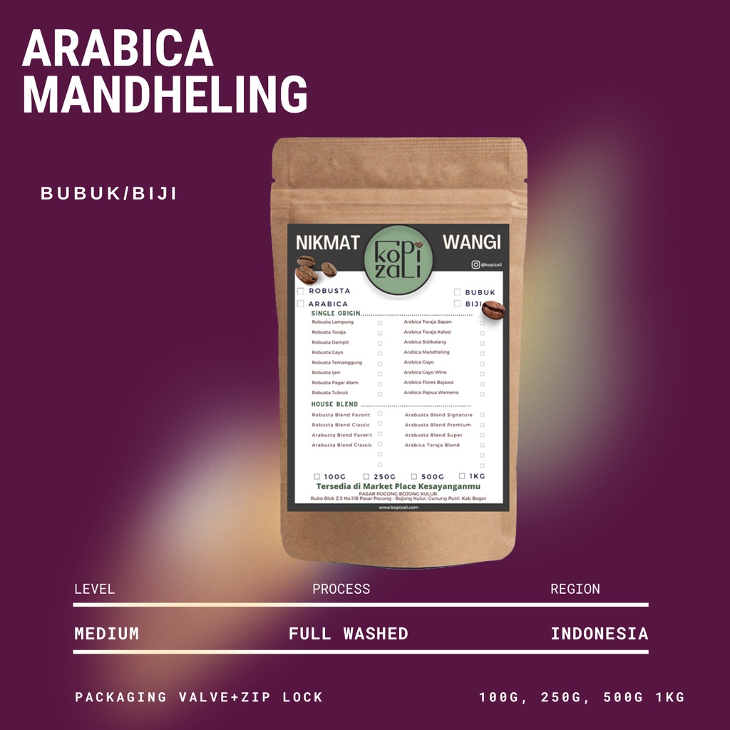 

Kopi Zali - Arabica Mandheling