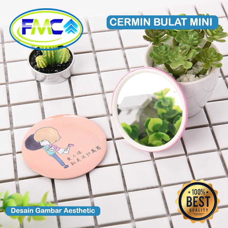 Cermin Bulat Aesthetic Mini Karakter Lucu Kaca Make Up Murah Imut Unik Kaca Dandan Rias Portable