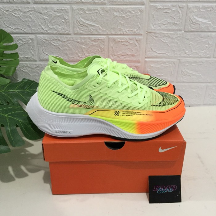 Sepatu Pria/Wanita Nike Zoom Vaporfly 2 Next% Volt Summer Orange Premium Original 39 Sneakers Harian