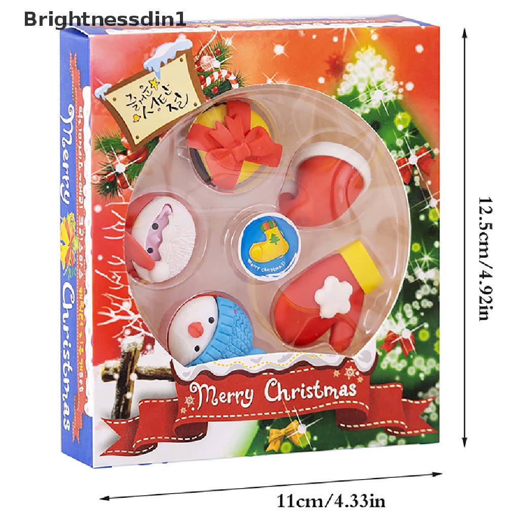 [Brightnessdin1] 1set Anak Christmas Eraser Set Alat Tulis Natal Kado Siswa Sekolah Tk Perlengkapan Sekolah Stationery Set Butik