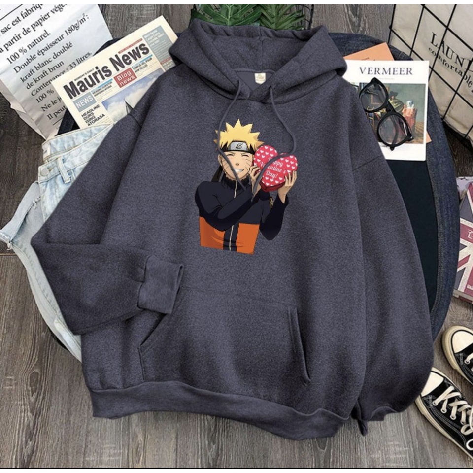 NARUTO Love anime Jumper Hoodie II  Sweater Hoodie Trendy II Sweter Oblong Topi Sz M - XL ( Pria &amp; Wanita / Anak &amp; Dewasa )