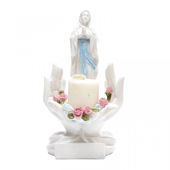 Tempat Lilin Patung Bunda Maria Tangan Melindungi + Lilin