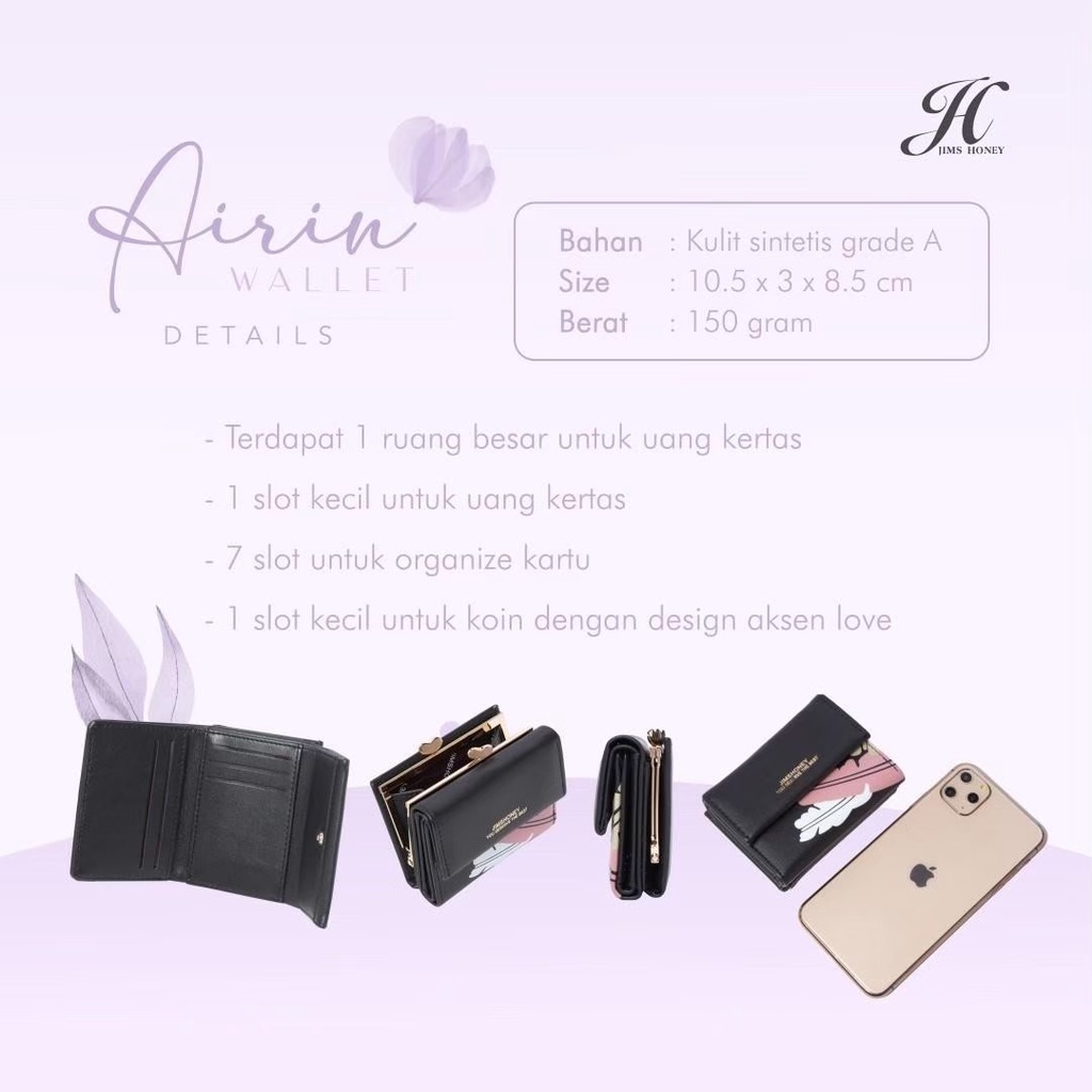 Jims Honey Airin Wallet Dompet Lipat Wanita Kecil Mini Import Korea Fashion Jimshoney JH