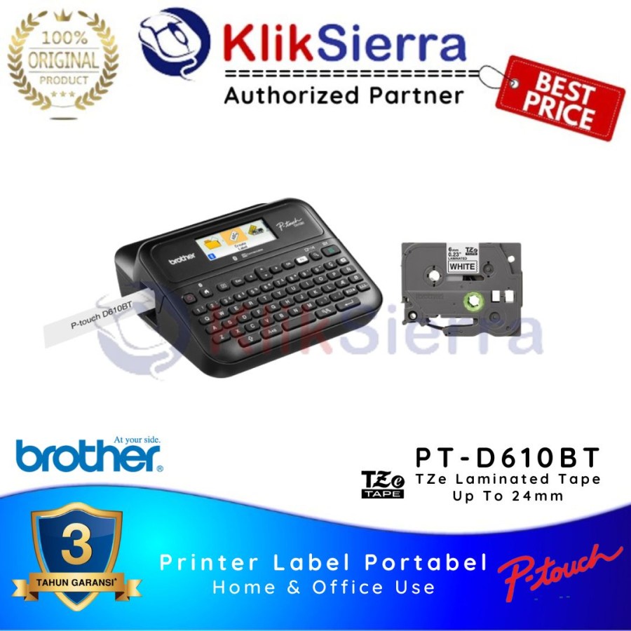 Jual BROTHER PTD610BT Printer Portable Label Maker D610 Bluetooth TZe