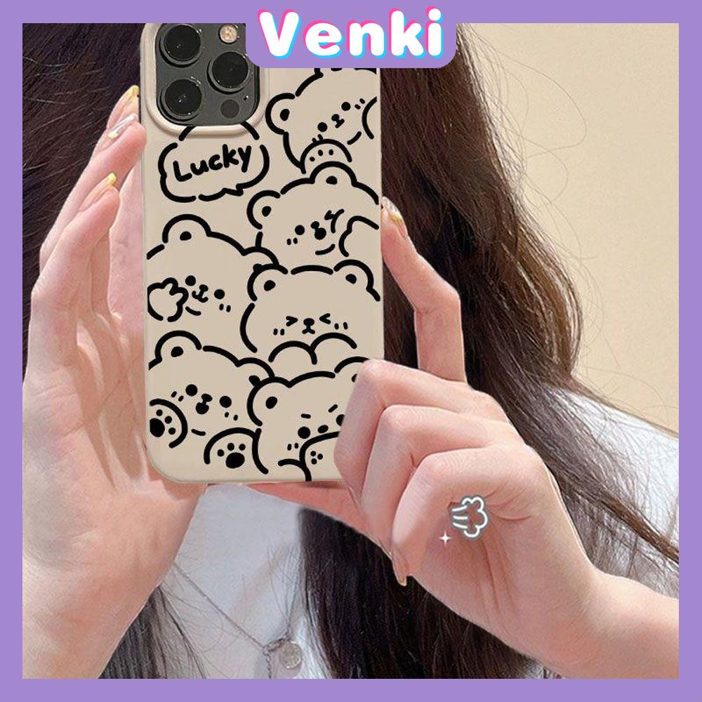 Case For iPhone 14 Pro Max Soft TPU Candy Case Cute Cartoon Little Bears Glossy Khaki Cover Camera Protection Shockproof For iPhone 13 12 11 Pro Max 7 8 Plus X XR