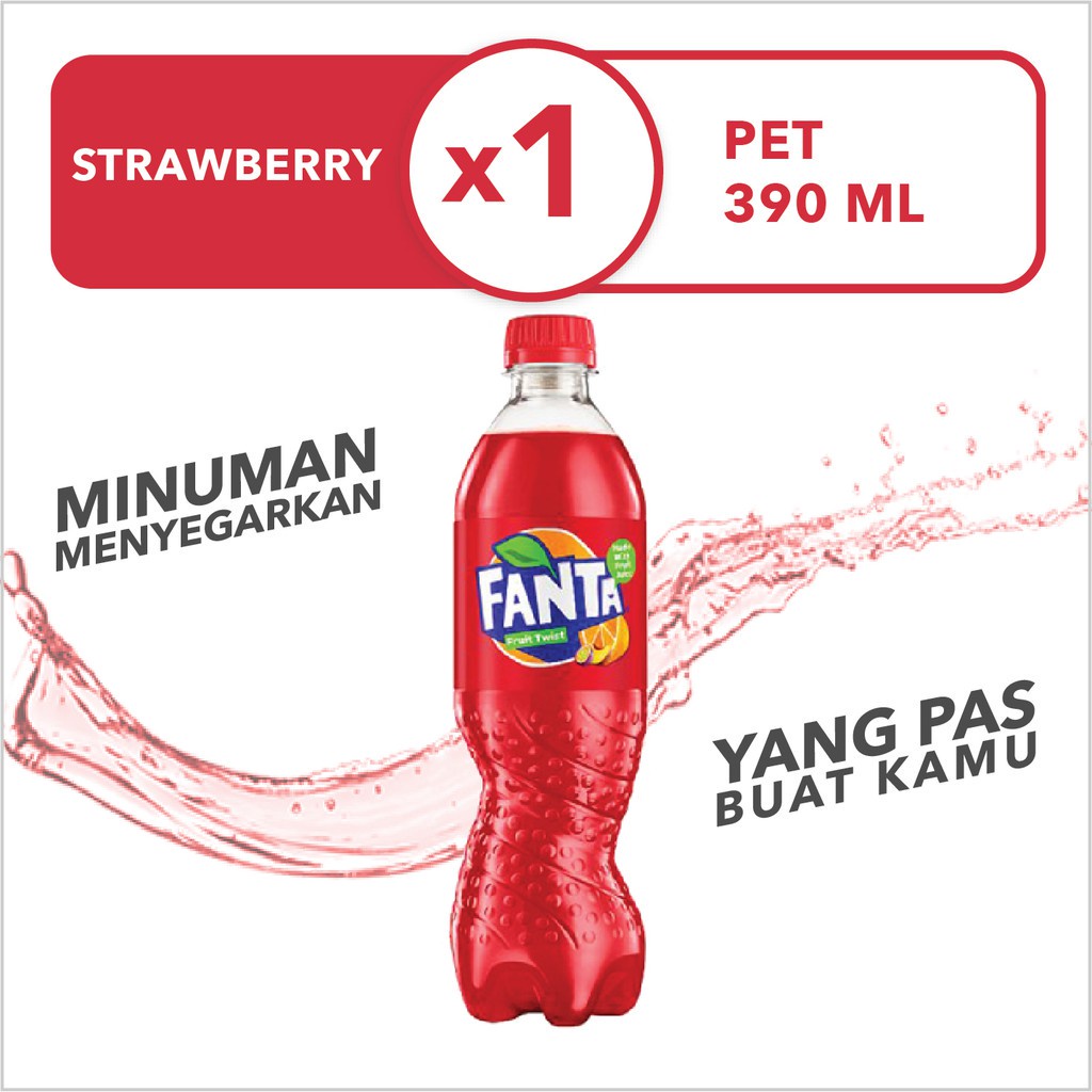 FANTA STRAWBERRY BOTOL 390ML 1 DUS = 12 PCS