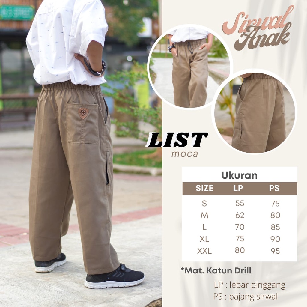 sirwal list anak/sirwal murah anak/sirwal anak terlaris/sirwal anak bahan drill/sirwal anak berkuali