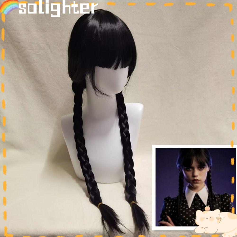 Solighter Wanita Rambut Panjang Wig Tahan Suhu Tinggi Cosplay Dengan Poni