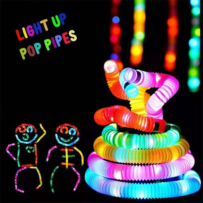 Selang LED Pop Light Up Tubes Pipes Mainan Viral Anak Pesta Lampu Stick Pipa Fidget Toy