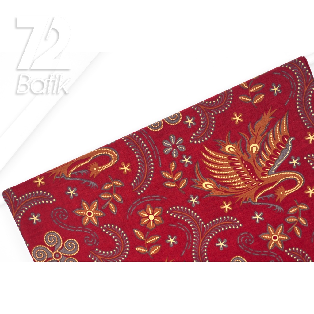 KAIN BATIK KATUN Premium Motif Angsa Warna Merah 723032 Cap 72IL Jarik Jarit Samping Kebat Panjang Batik Katun Modern Premium Bahan Seragam Batik Pernikahan Kantor Keluarga Murah Kamen Jadi Batik Bali Lembaran