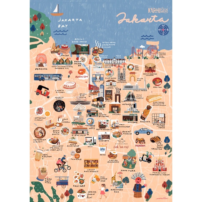 

HEMAT @pasarkartupos Jakarta map A4 poster Code 4396