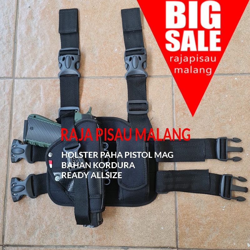 Gun Holster Paha Import; Thigh Holdster Sabuk Pistol Sarung Senjata Universal Airsoft Airgun Army BAHAN KANVAS