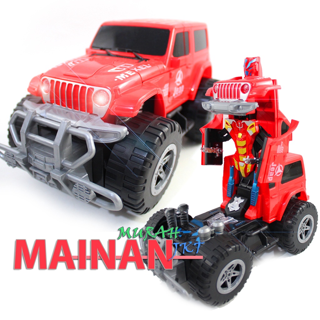 MAINANKEI MAINAN ANAK MURAH MOBIL JEEP OFF-ROAD BERUBAH JADI ROBOT PR17650  MOBIL JEAP MOBIL POLICE