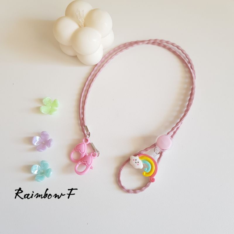 STRAP MASKER ANAK PEREMPUAN - DEWASA  2 IN 1  RAINBOW / KALUNG MASKER / TALI MASKER / LANYARD MASK STOPER 2IN1