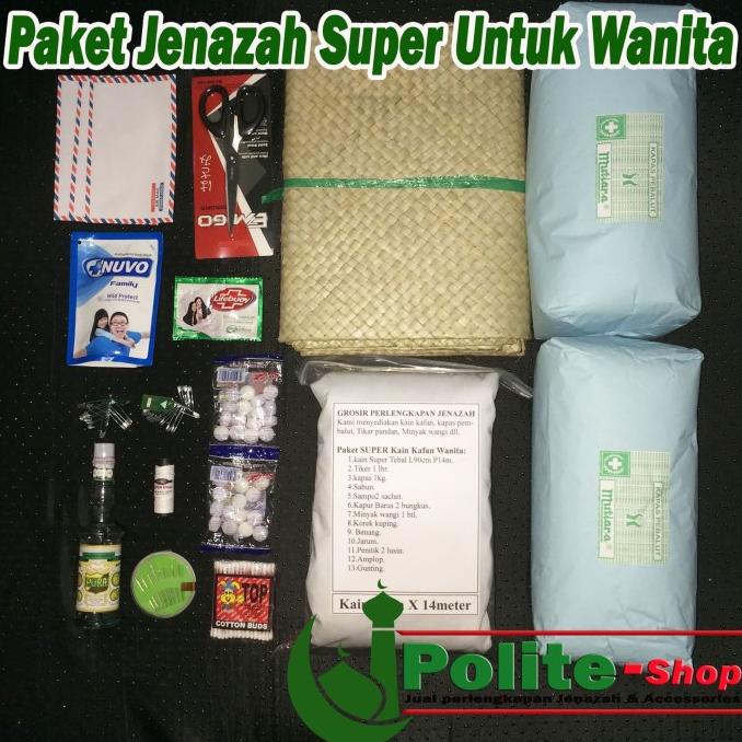 Paket komplit kain kafan super tebal untuk jenazah Wanita