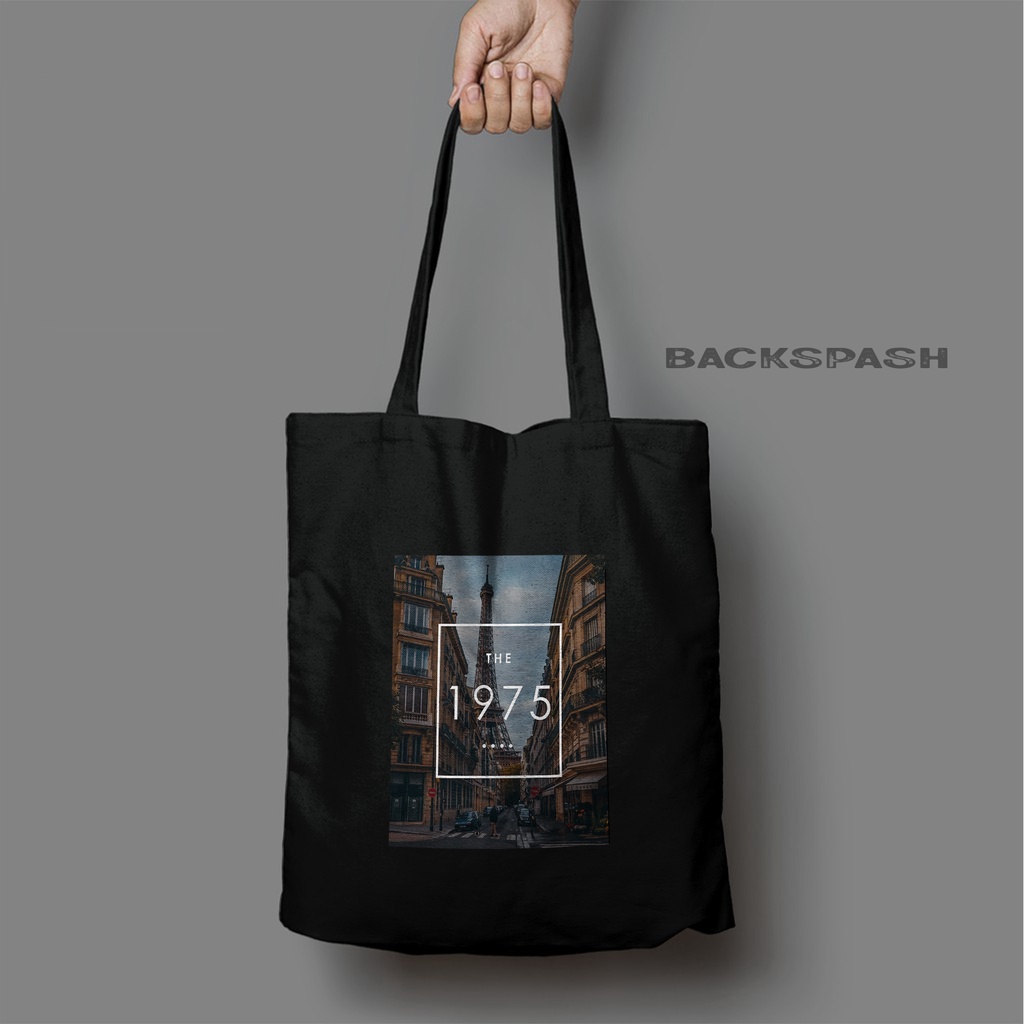 TOTEBAG CUSTOM WARNA HITAM BISA PAKAI GAMBAR FOTO SENDIRI PRIA DAN WANITA