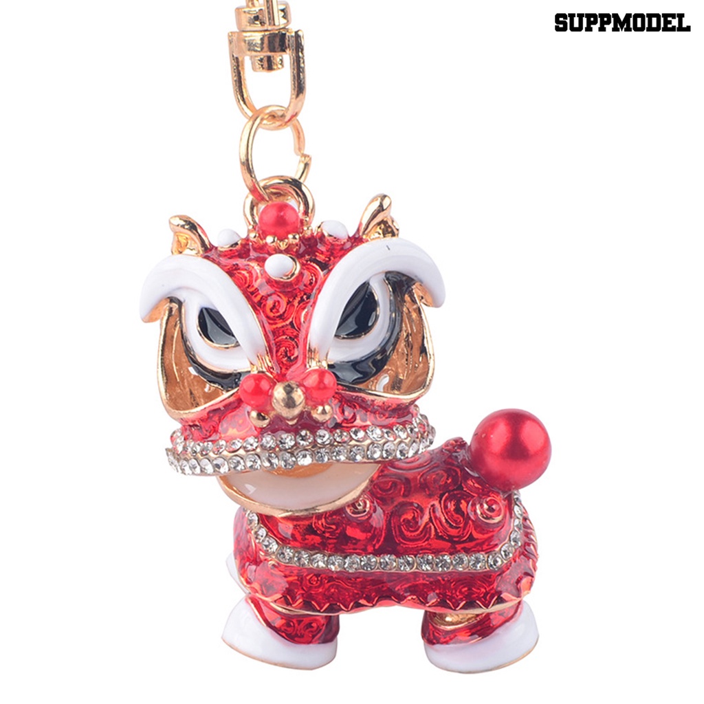 [Auto] Gantungan Kunci Mobil Berlian Imitasi Hias Gaya China Realistis Tiga Dimensi Tidak Luntur Menghias Festival Cina Kristal Dapat Diputar Lion Dance Key Ring Bag Aksesori