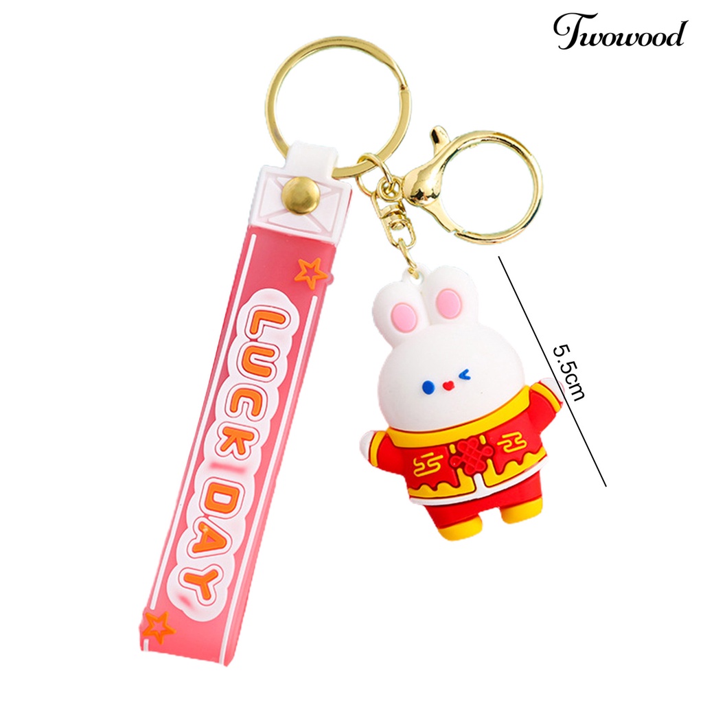 Twowood Rabbit Gantungan Kunci Serbaguna Bentuk Kartun Hewan Tiga Dimensi Warna-Warni Hias Hadiah Lucu Bunny Key Ring Mahasiswa Tas Sekolah Liontin Aksesori Busana