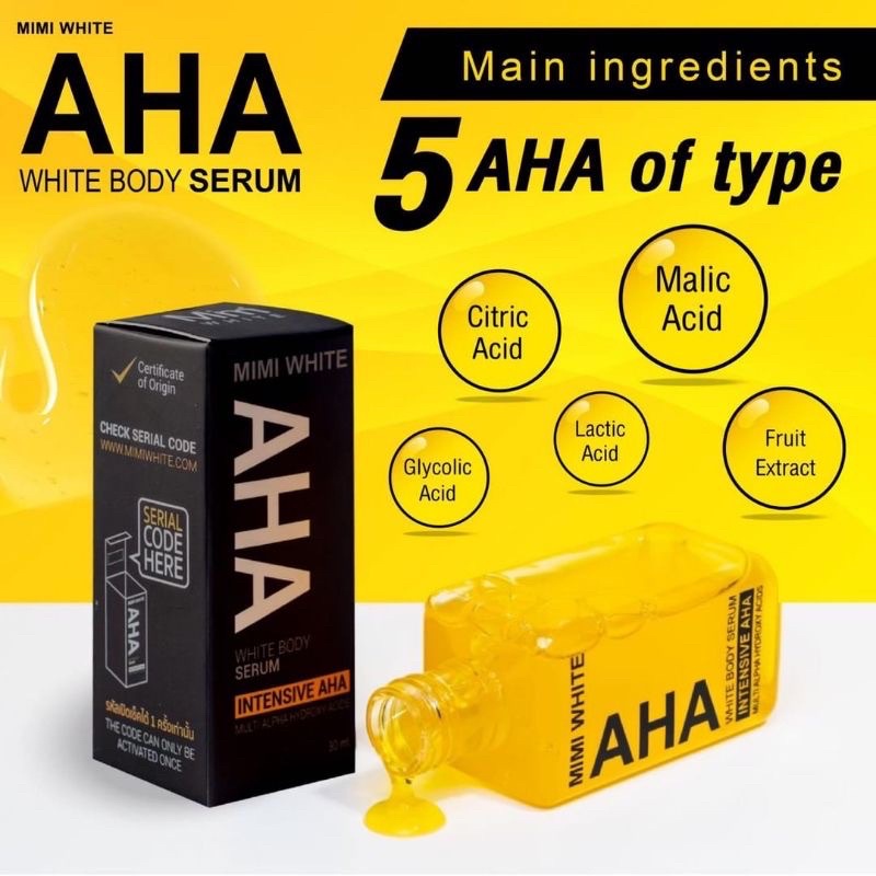 MIMI WHITE AHA BODY SERUM | AHA MIMI WHITE BODY SERUM | WHITE MIMI AHA BODY SERUM