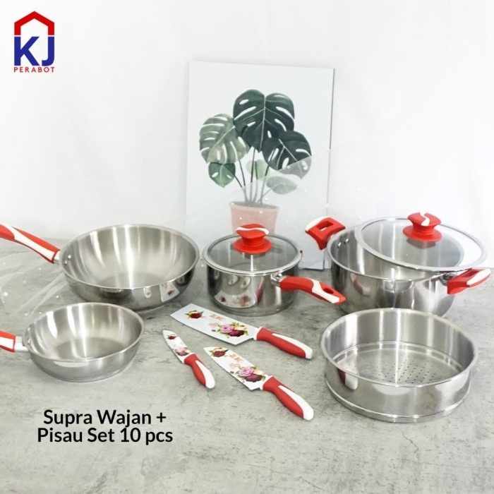 Wajan Supra Dengan Pisau Set Stainless #Original