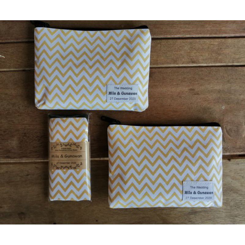 Souvenir Pouch Kanvas/Dompet kanvas besar kemasan plastik COSTUM nama
