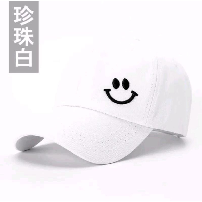 TOPI BASEBALL LOGO SMILE BORDIR / TOPI BASE BALL SMILE PRIA DAN WANITA