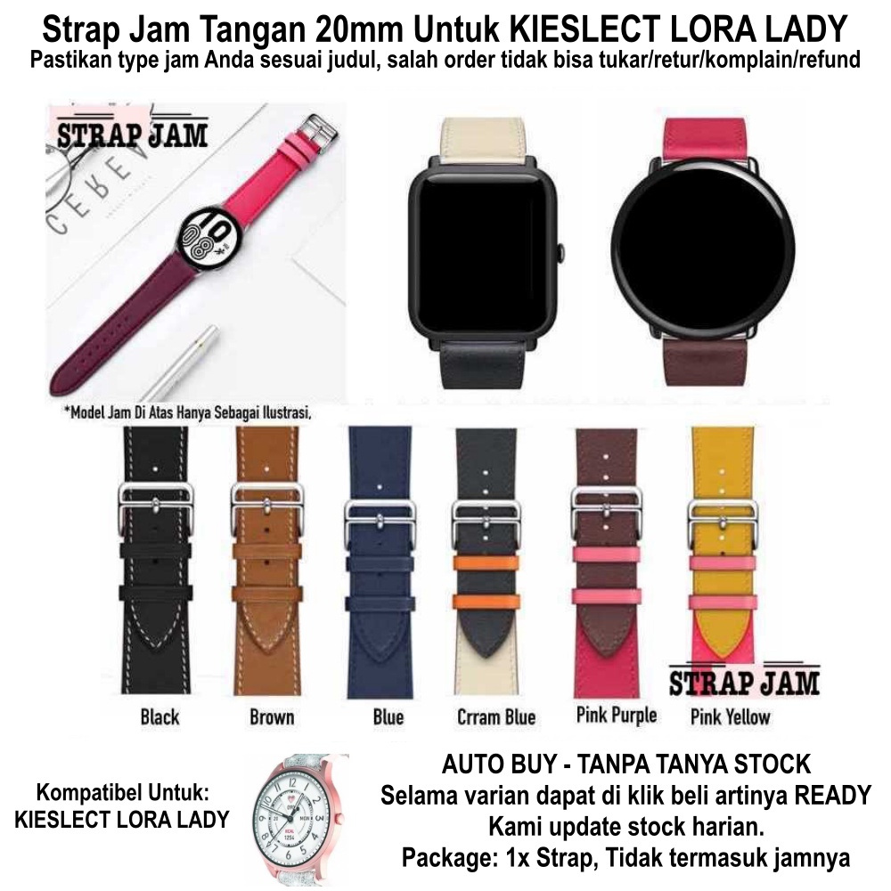 Tali Jam Kompatibel Kieslect Lora Lady 20mm - Strap Fashion Kulit Leather