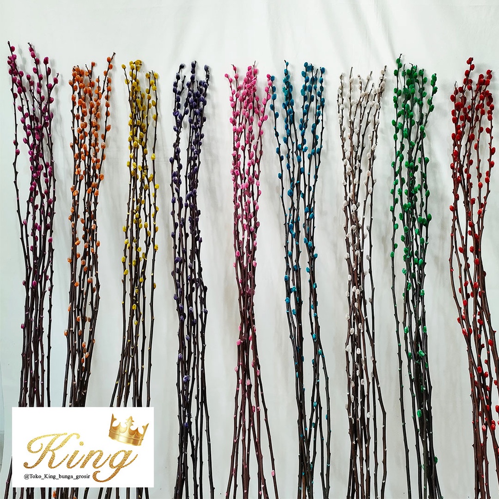 (9pcs) Dried Pussy Willow Bunga Imlek 2023 Dekorasi Happy Chinese New Year Decoration CNY Bunga Keri