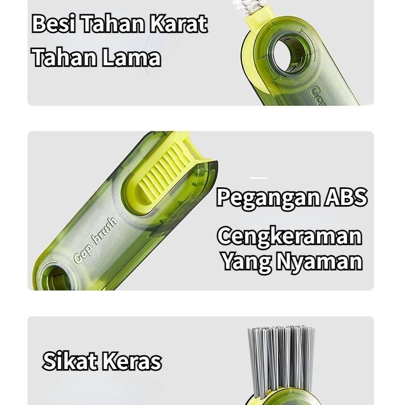 【COD】3 In 1 Sikat Pembersih Botol Susu Cangkir Vakum Dengan Cincin Karet Dapat Berputar 360 Derajat ° Sikat Pembersih Cangkir