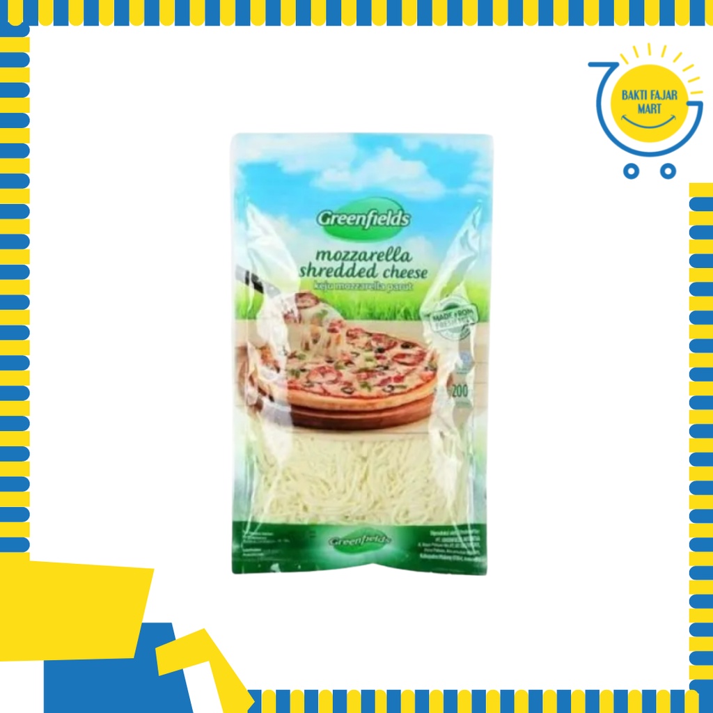 

Mozzarella Cheese Shredded Greenfields | Keju Mozarella parut Greenfields 200gr | Keju Leleh